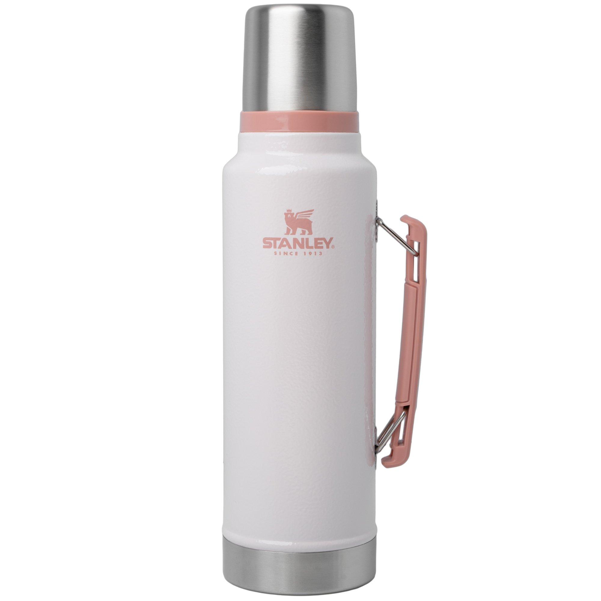 Stanley The Legendary Classic Bottle 1.5QT, Hammertone Rose Quartz 10-11347-0335 insulated bottle with pour-through stopper and cup, 1.4L