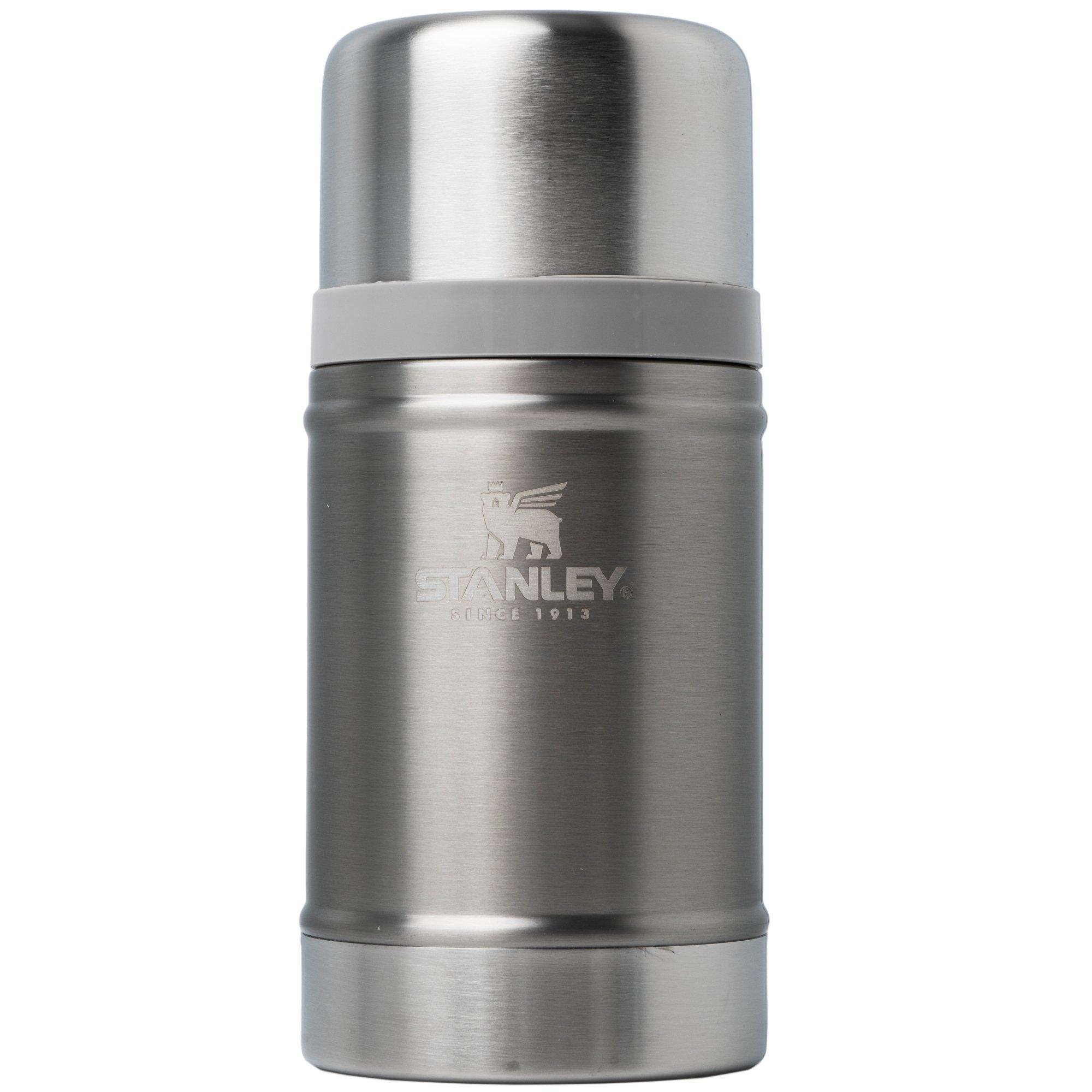 Stanley The Legendary Food Jar 24oz, Stainless Steel Ash 10-11350-0033 insulated food jar with screw-top lid and cup, 700 ml
