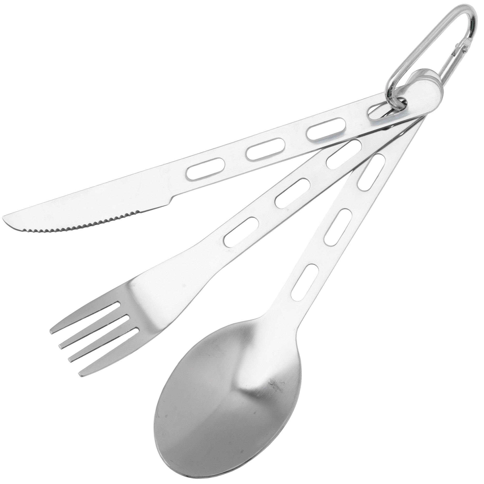 QitinDasen 4-in-1 Camping-Besteck – Edelstahl & Aluminium, Klappbar, Mit Messer, Gabel, Löffel & Flaschenöffner, Rot Und Blau, 2er-Set