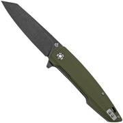 QSP Knife Phoenix QS108-B2 Blackwashed D2, Green G10, pocket knife