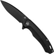 QSP Knife Woodpecker QS116-D2II Blackwashed, Black Titanium, couteau de poche