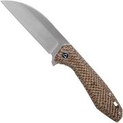 QSP Knife Pelican QS118-A1 Stonewash, Textured Brown Micarta couteau de poche