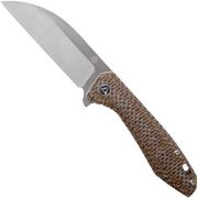 QSP Knife Pelican QS118-A2 Satin, Textured Brown Micarta coltello da tasca