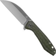 QSP Knife Pelican QS118-E1 Stonewash, Green Micarta zakmes
