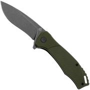 QSP Knife Raven QS122-B2 Blackwashed D2, Green G10, pocket knife