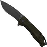 QSP Knife Raven QS122-D2 Rough Brown Micarta, Black D2, zakmes