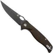 QSP Knife Gavial, QS126-D2 Blackwashed D2, Dark Brown Micarta pocket knife