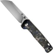 QSP Knife Penguin QS130-TBL Blue Shredded Carbon fibre G10, Satin, pocket knife