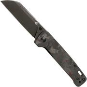 QSP Knife Penguin QS130-URD Red Shredded Carbon fibre G10, Blackwashed, navaja