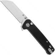 QSP Knife Penguin Button Lock QS130BL-A1, Satin, Black G10, pocket knife