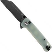 QSP Knife Penguin Button Lock QS130BL-B2 Black, Jade G10, pocket knife