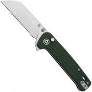 QSP Knife Penguin Button Lock QS130BL-C1 Satin, Green Micarta, couteau de poche