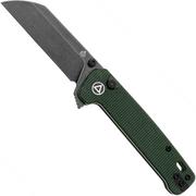 QSP Knife Penguin Button Lock QS130BL-C2 Black, Green Micarta, couteau de poche