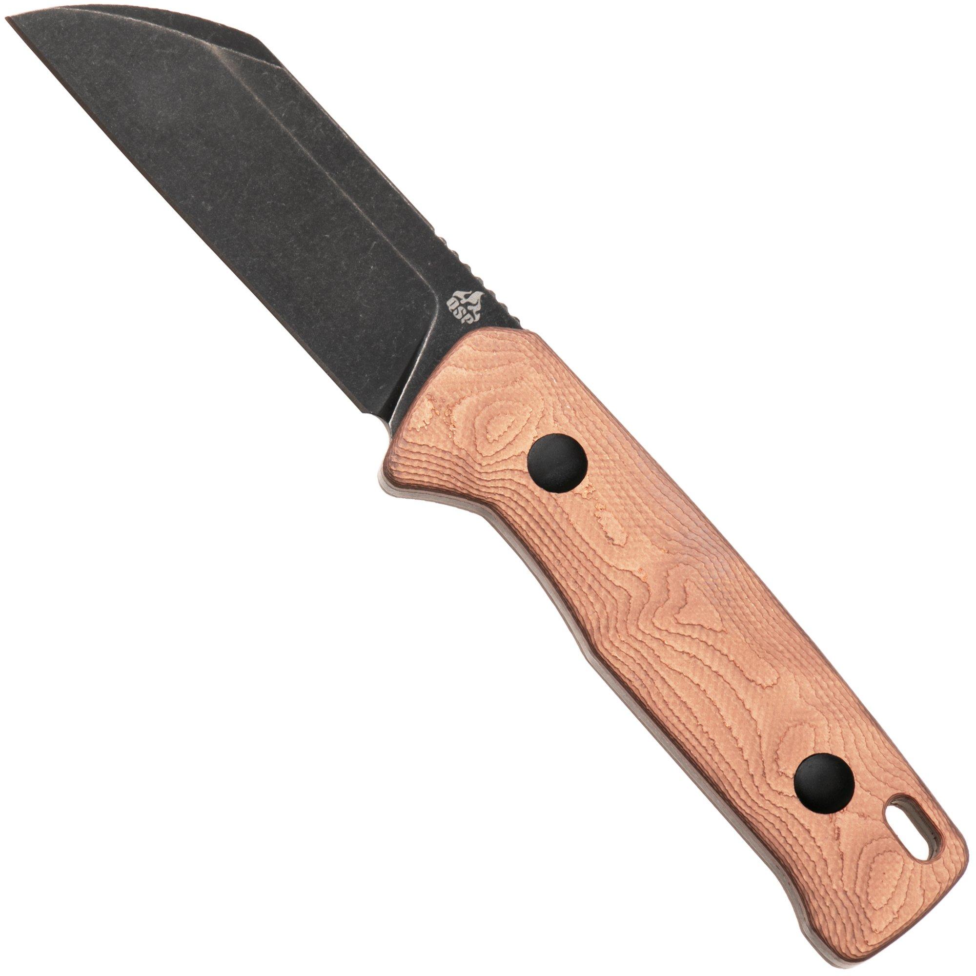 QSP Knife Baby Penguin QS130BP-C2 Blackwashed 14C28N Copper Foil Carbon, fixed knife