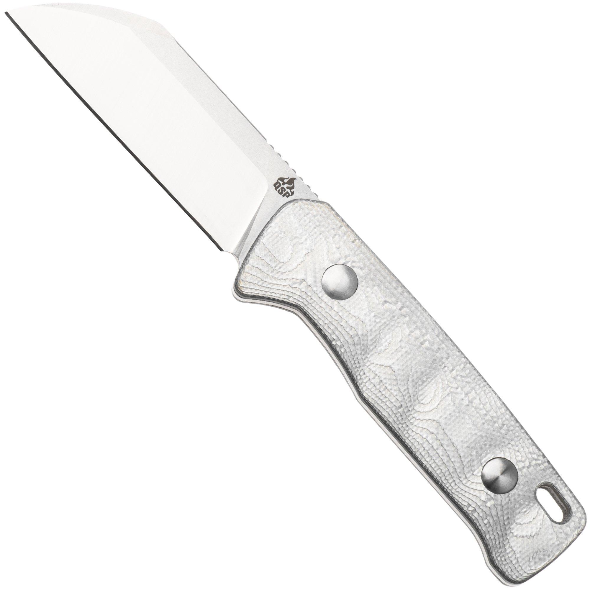 QSP Knife Baby Penguin QS130BP-D1 Stonewashed Satin 14C28N Aluminum Foil Carbon Fiber, fixed knife