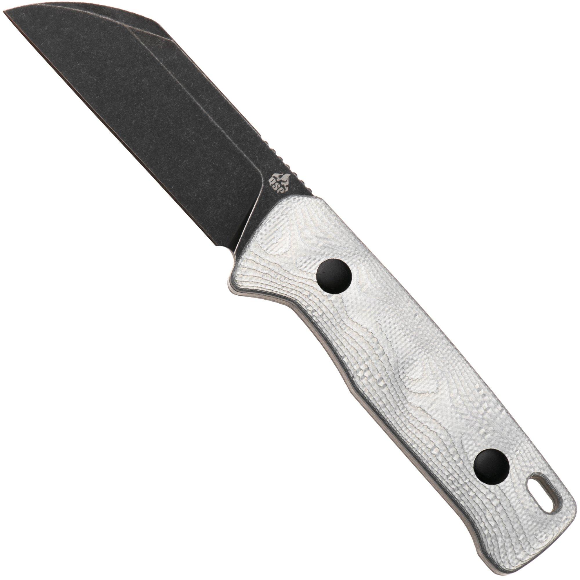 QSP Knife Baby Penguin QS130BP-D2 Blackwashed 14C28N Aluminum Foil Carbon, couteau fixe