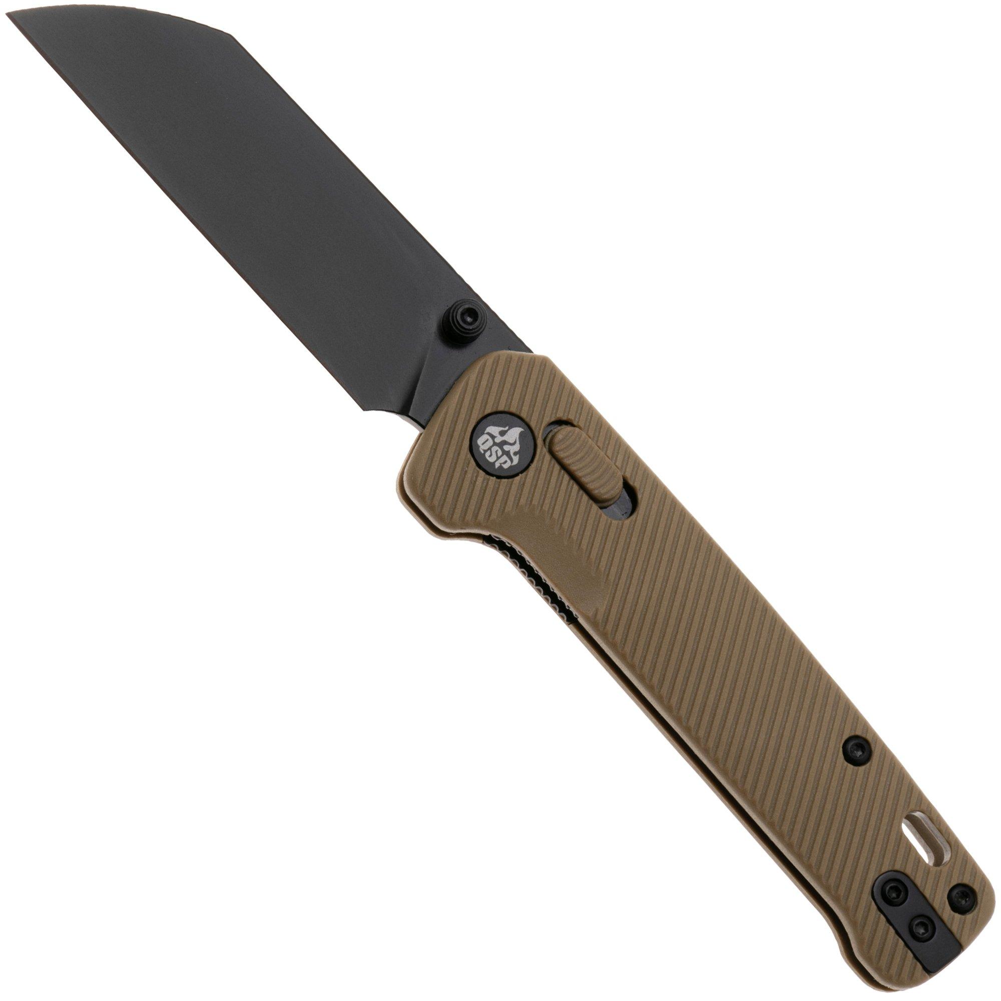QSP Knife Penguin Glyde QS130GL-C2 PVD 14C28N, Tan FRN, pocket knife