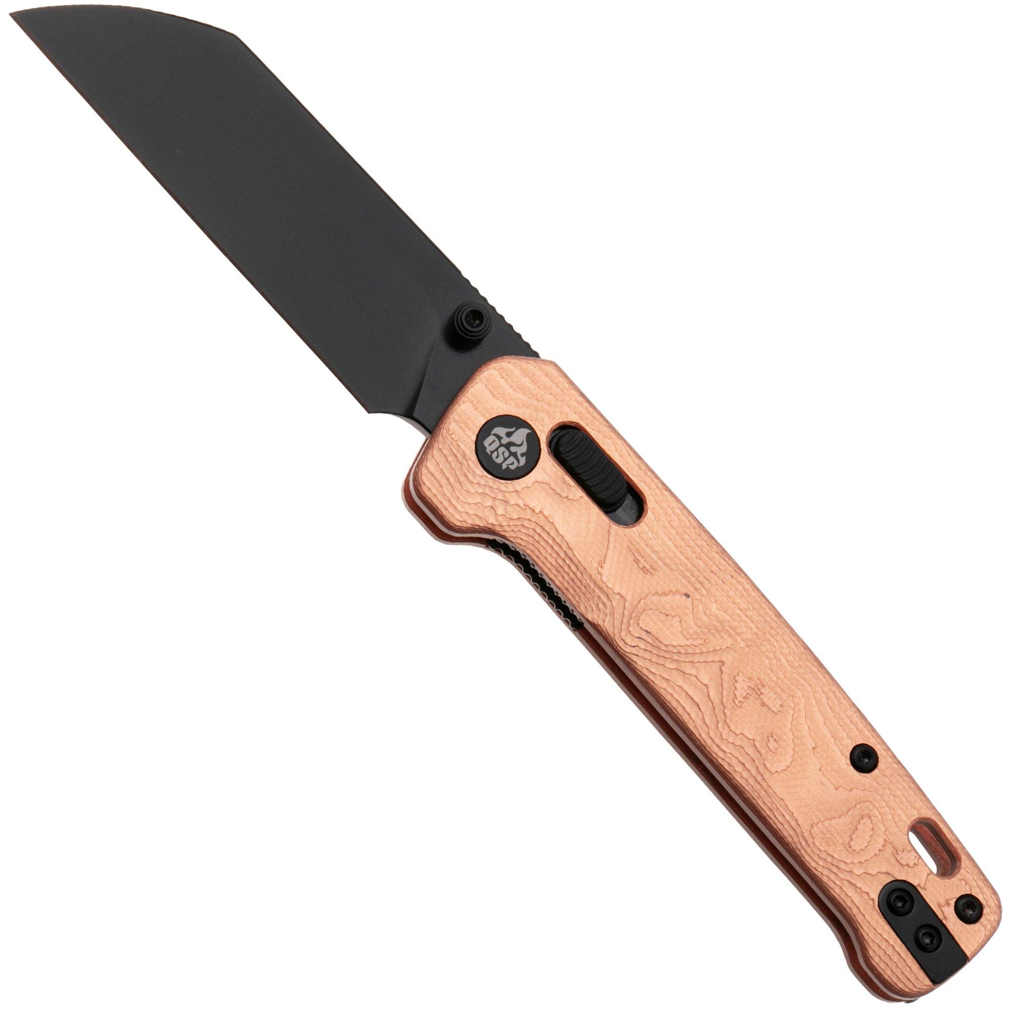 QSP Knife Penguin Glyde QS130GL-F2 PVD 14C28N, Copper Foil G10, pocket knife