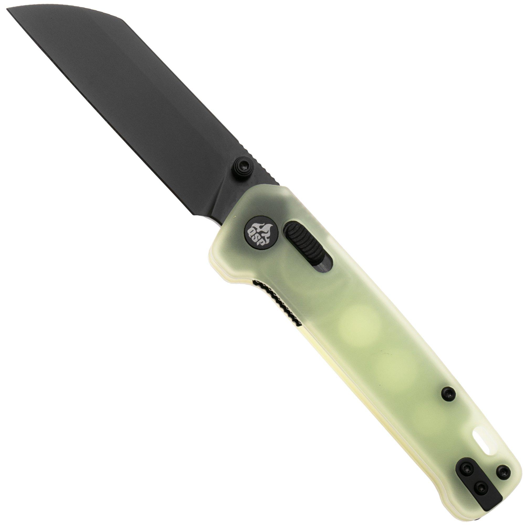 QSP Knife Penguin Glyde QS130GL-H2 Blackwashed Satin 14C28N Glow In The Dark, couteau de poche