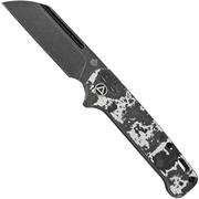 QSP Knife Penguin QS130SJ-G2, CPM 20CV Black Stonewashed, Fat Carbon White Storm, slipjoint pocket knife