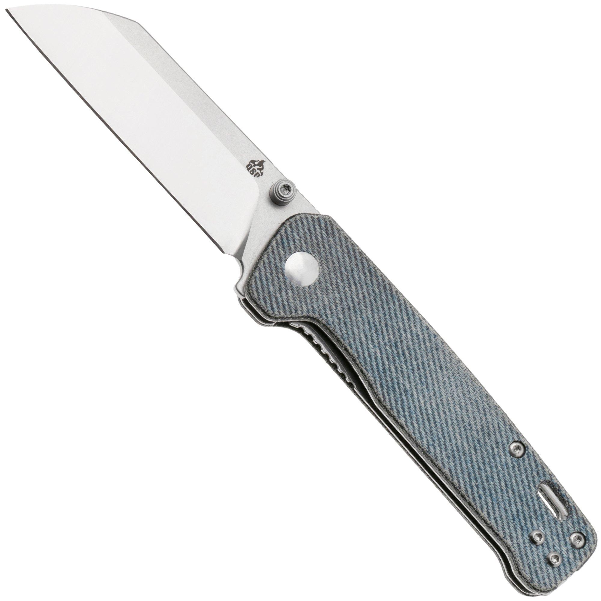 QSP Knife Penguin V2 QS130V2-B1 Two-Tone D2, Denim Micarta, pocket knife