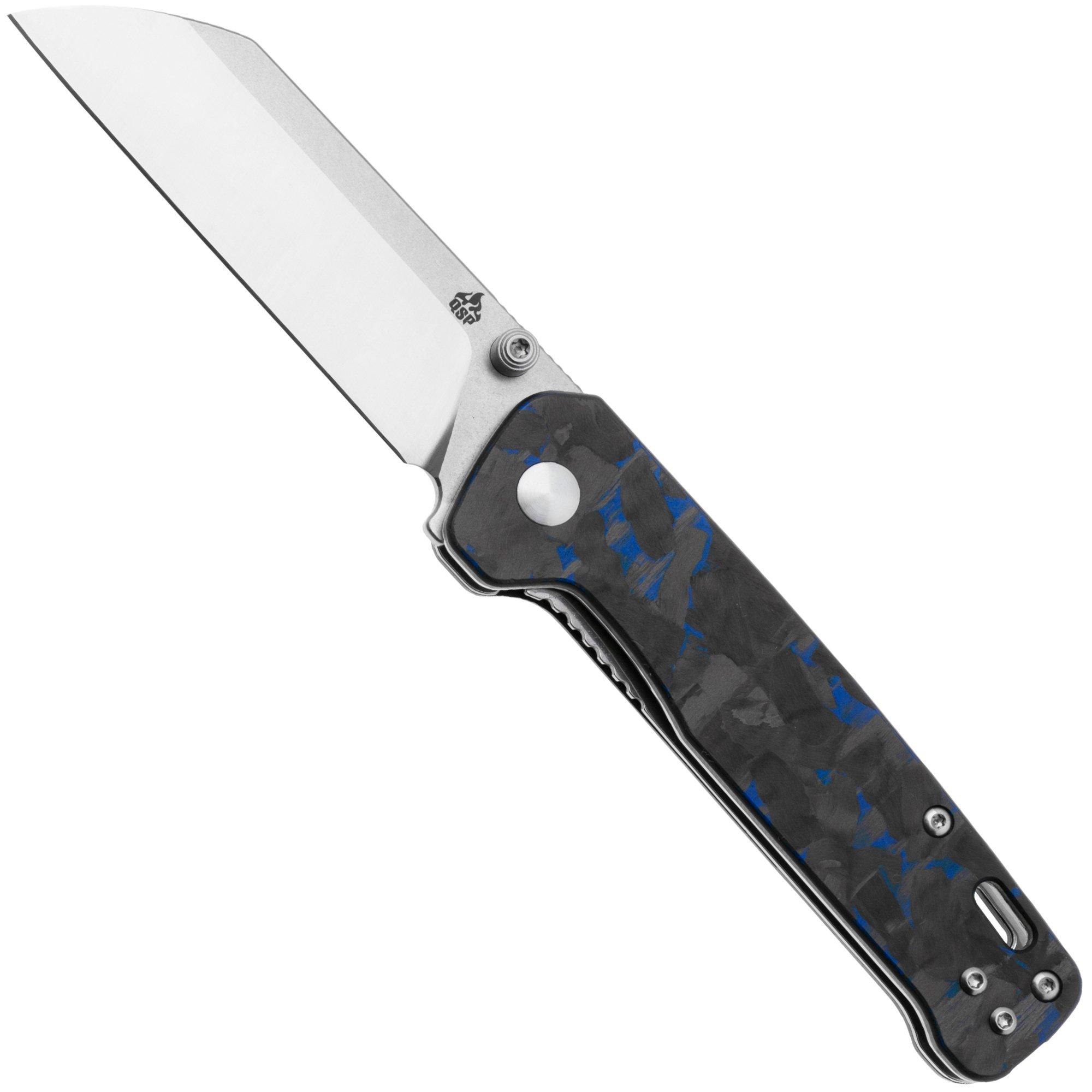QSP Knife Penguin V2 QS130V2-E1 Two-Tone D2, G10 Shredded Carbon Overlay, pocket knife