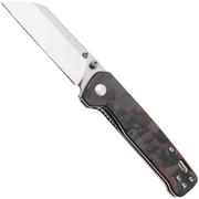 QSP Knife Penguin V2 QS130V2-F1 Two-Tone D2, G10 Shredded Carbon Overlay, zakmes