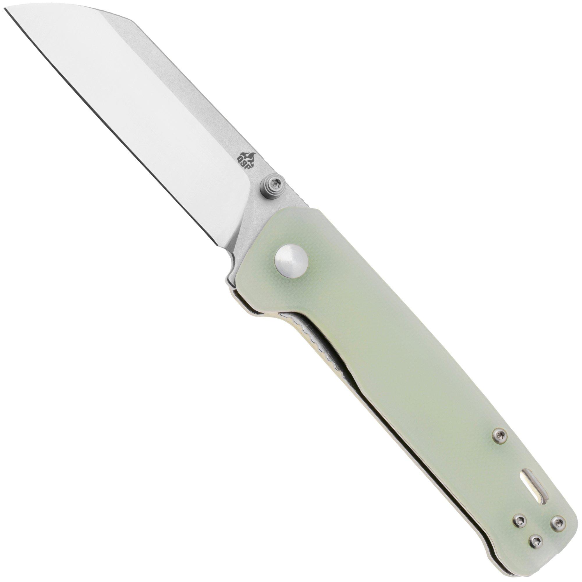 QSP Knife Penguin V2 QS130V2-G1 Two-Tone D2, Jade G10, pocket knife