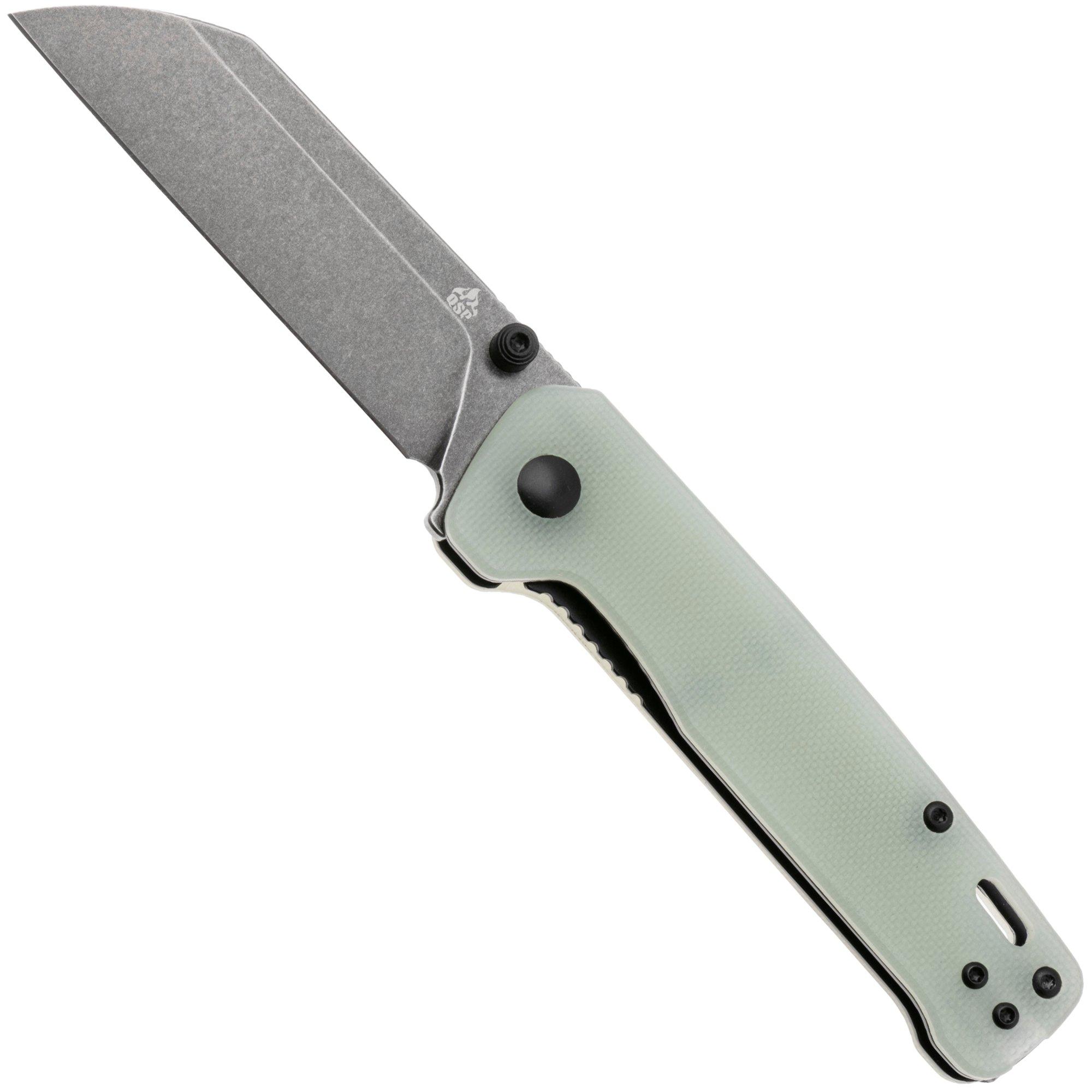 QSP Knife Penguin V2 QS130V2-G2 Blackwashed D2, Jade G10, pocket knife