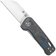 QSP Knife Penguin Mini QS130XS-D1, Satin 14C28N, Blue Shredded Carbonfiber, couteau de poche
