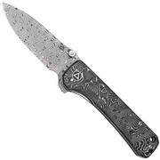 QSP Knife Hawk QS131-Q Damascus, Aluminum Foil Carbonfiber navaja