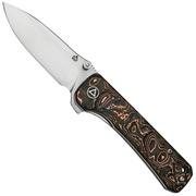 QSP Knife Hawk QS131-T Satin, Copper Foil Carbon fibre pocket knife