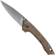 QSP Knife Leopard QS135-D Brown Texture Micarta, Satin, pocket knife