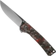 QSP Knife Osprey QS139-F1 Red Shredded Carbon fibre, Satin, coltello da tasca