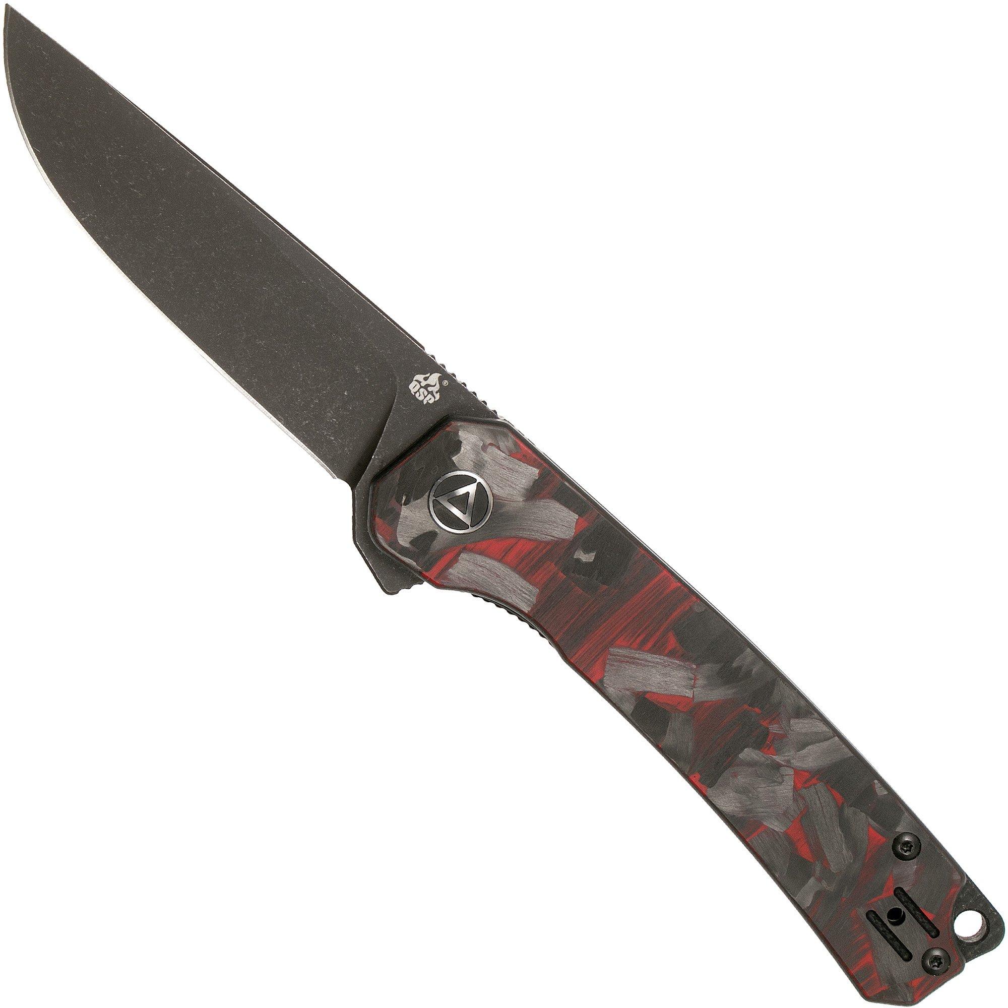 Nóż składany QSP Knife Osprey QS139-F2 Red Shredded Carbon fibre, Blackwashed