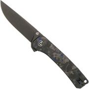QSP Knife Osprey QS139-G2 Blue Shredded Carbon fibre, Blackwashed, coltello da tasca