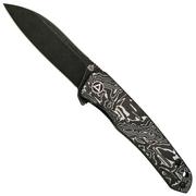 QSP Knife Otter QS140-A2 Blackwashed, Aluminum Foil coltello da tasca in fibra di carbonio