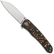 QSP Knife Otter QS140-B1 Satin, Copper Foil Carbon fibre pocket knife