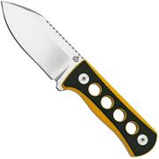 QSP Knife Canary QS141-A1 Stonewashed, Black Yellow G10, Neck Knife