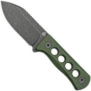 QSP Knife Canary QS141-C2 Blackwashed, Black Green G10, cuchillo de cuello