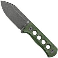Bild für QSP Knife Canary QS141-C2 Blackwashed, Black Green G10, Neck Knife