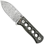 QSP Knife Canary QS141-E Damascus, Aluminium Foil Carbon Fibre, couteau de cou