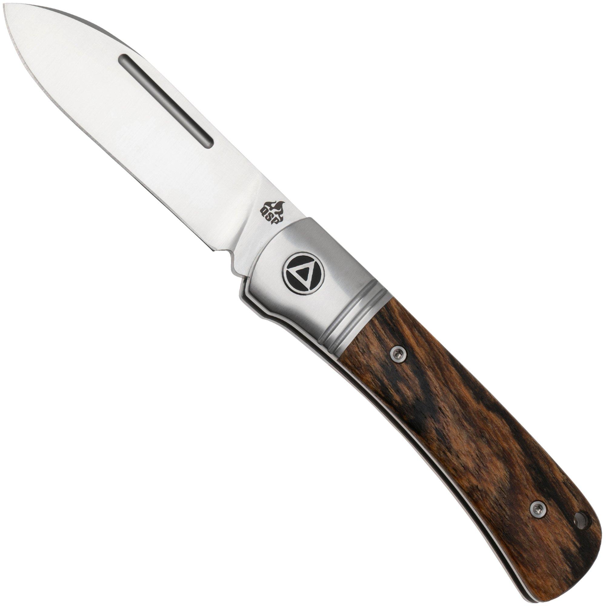 QSP Knife Hedgehog Spear Point 142SP-B, Satin 14C28N, Bocote Wood, Slipjoint Taschenmesser