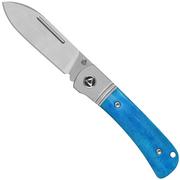 QSP Knife Hedgehog Spear Point 142SP-D, Satin 14C28N, Blue Bone, couteau de poche slipjoint