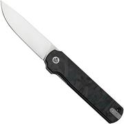 QSP Knife Lark QS144-E, Shredded CF Overlay Blue G10, Satin 14C28N, pocket knife