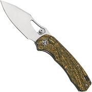 QSP Knife Hornbill QS146-A1 Golden Carbon Fiber, Stonewashed, couteau de poche