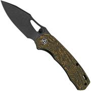 QSP Knife Hornbill QS146-A2 Golden Carbon Fiber, Black Stonewashed, pocket knife