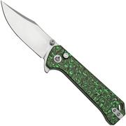 QSP Grebe QS147-G1, S35VN Clippoint Carbon vert, couteau de poche