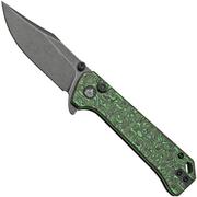 QSP Grebe QS147-G2, S35VN Clippoint noir Carbon vert, couteau de poche