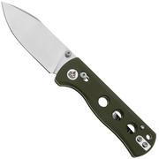 QSP Knife Canary Glyde 150GL-B1 Stonewashed 14C28N, Green G10, couteau de poche